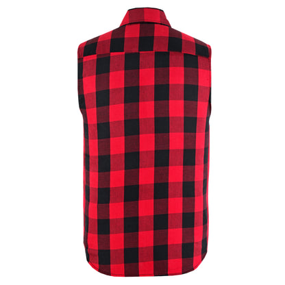 BSM4591 Men’s Red and Black Sleeveless Flannel