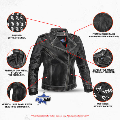 BSM4693 Mistress– Women’s Leather Motorcycle Jacket
