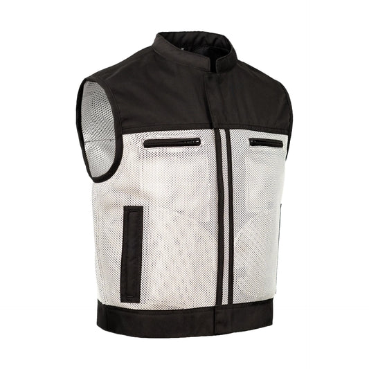 BSM4612 - Blaze Silver Men’s Motorcycle Mesh Vest