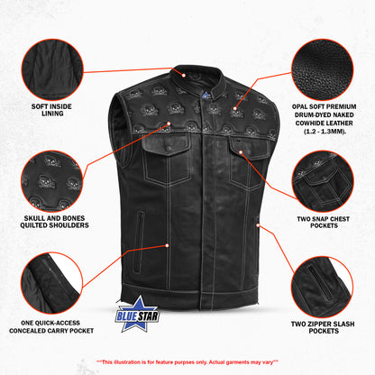 BSM5056 Dustin Men's Leather Motorcycle Vest