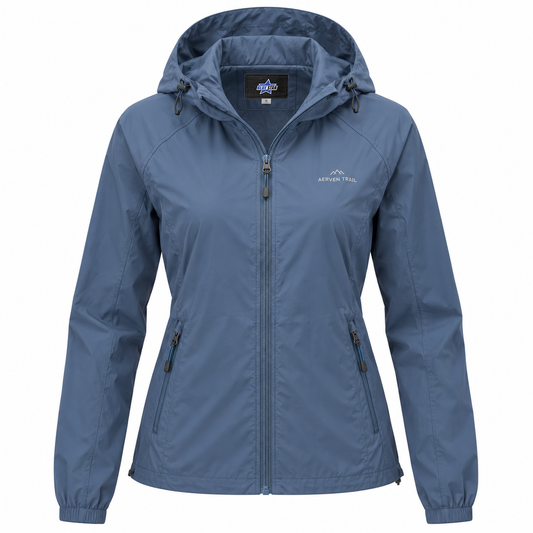 Custom Manufactured Technical Windproof Activewear Jacket - Slate Blue & Royal Blue