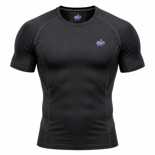 Custom Manufactured Ergonomic Compression Base Layer Top - Black & Charcoal