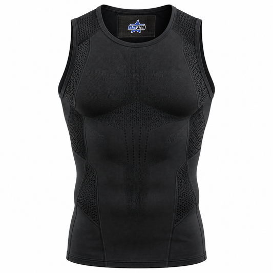 Custom Manufactured Ergonomic Compression Base Layer Top - Charcoal & Black
