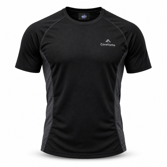 Custom Manufactured Gym & Fitness Training Performance Top - Black & Light Grey