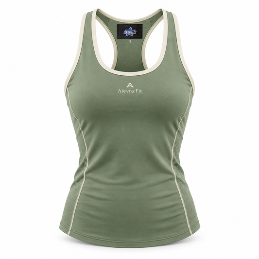 Custom Manufactured Gym & Fitness Training Performance Top - Forest Green & White