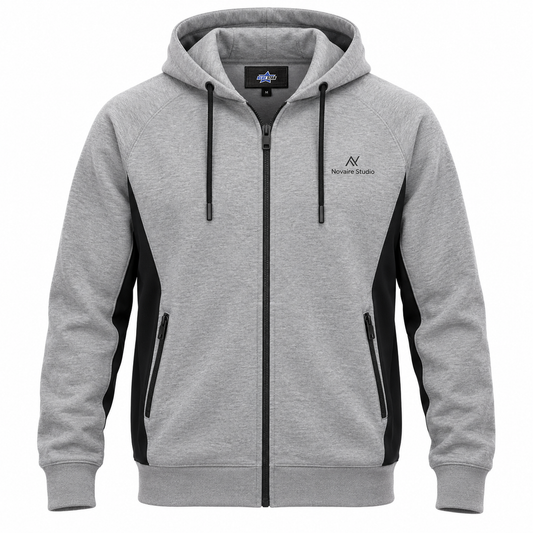Custom Manufactured Athleisure Performance Lifestyle Pullover - Light Grey & Grey