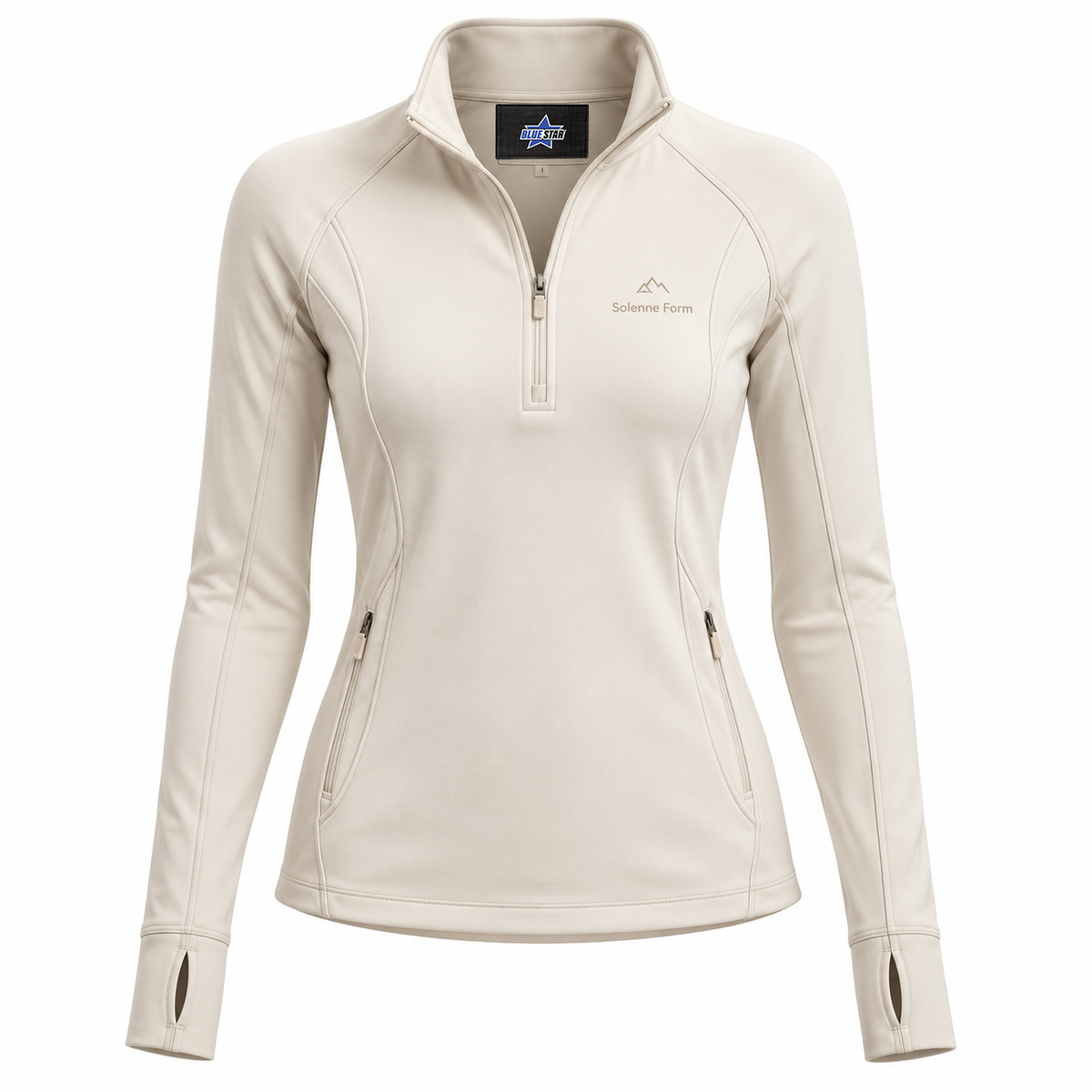 Custom Manufactured Athleisure Performance Lifestyle Pullover - White & Tan