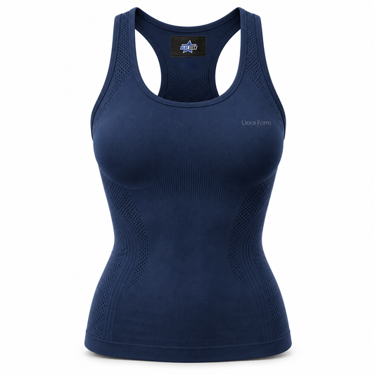 Custom Manufactured Engineered Seamless Knit Training Shirt - Navy & Light Grey