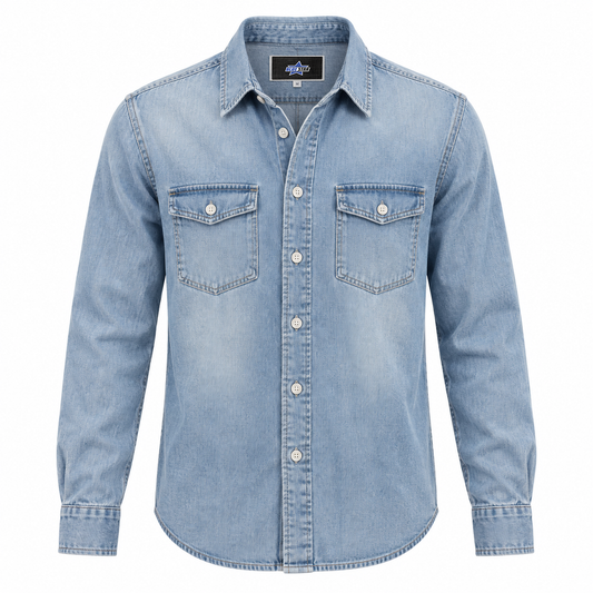 Custom Manufactured Heritage Washed Denim Jacket - Slate Blue