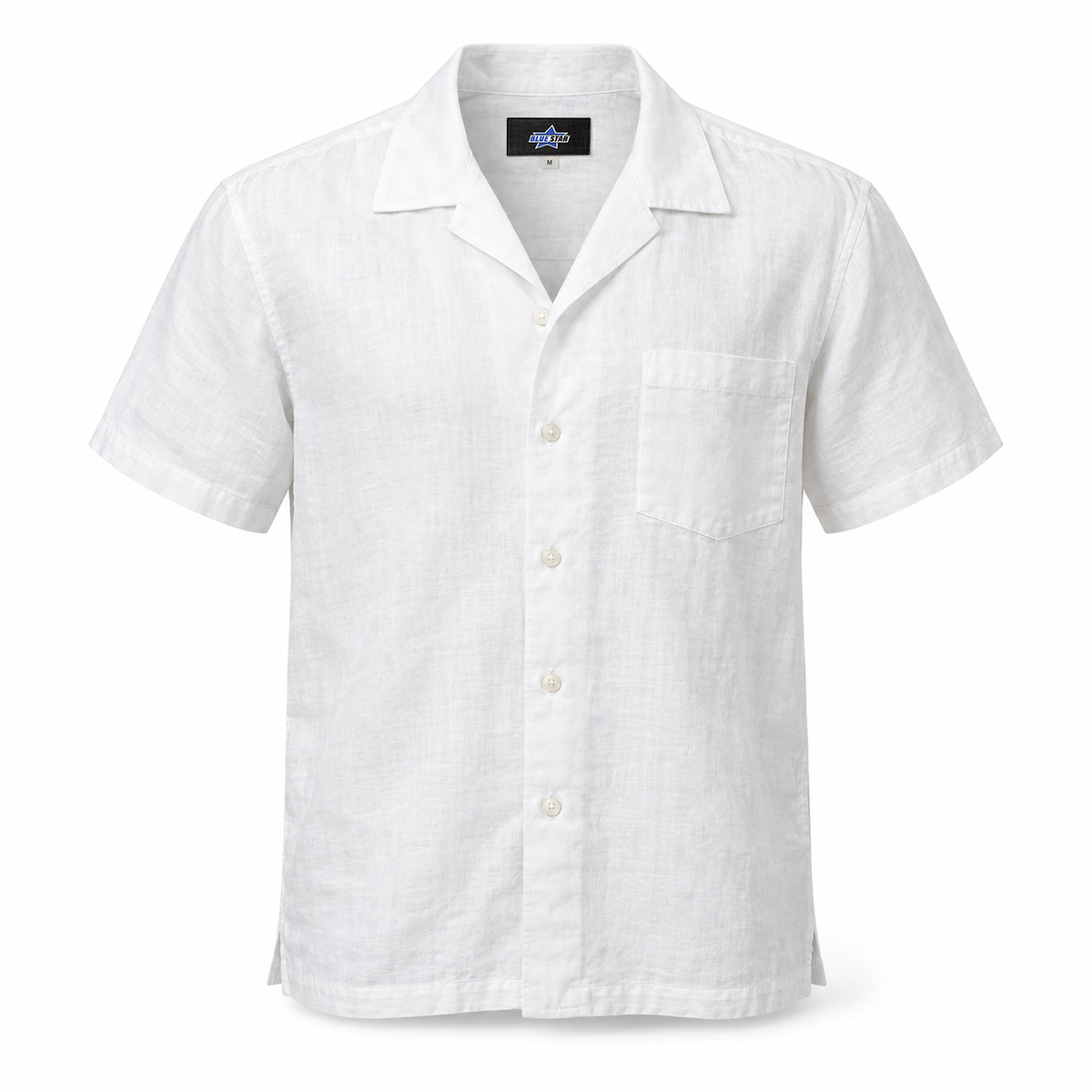 Custom Manufactured Relaxed Linen Resort & Vacation Shirt - White & Light Grey