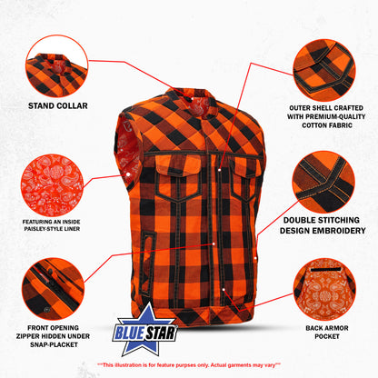 BSM4620 Rogue Inferno Black and Orange Flannel Textile Vest