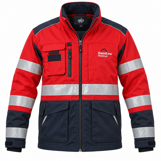 Custom Manufactured First Responder High-Visibility Emergency Parka - Navy & Crimson