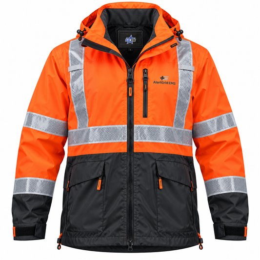 Custom Manufactured First Responder High-Visibility Emergency Parka - Orange & Grey