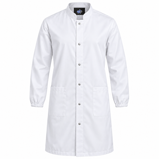 Custom Manufactured Food Industry Sanitary Processing Overcoat - White & Charcoal