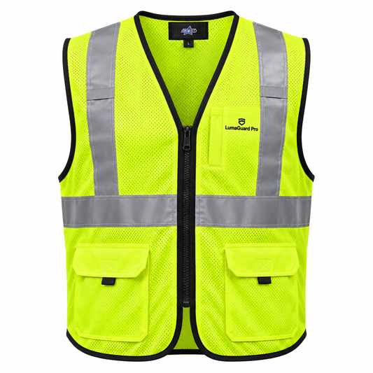 Custom Manufactured ANSI Class 3 High-Visibility Reflective Jacket - Green & Charcoal