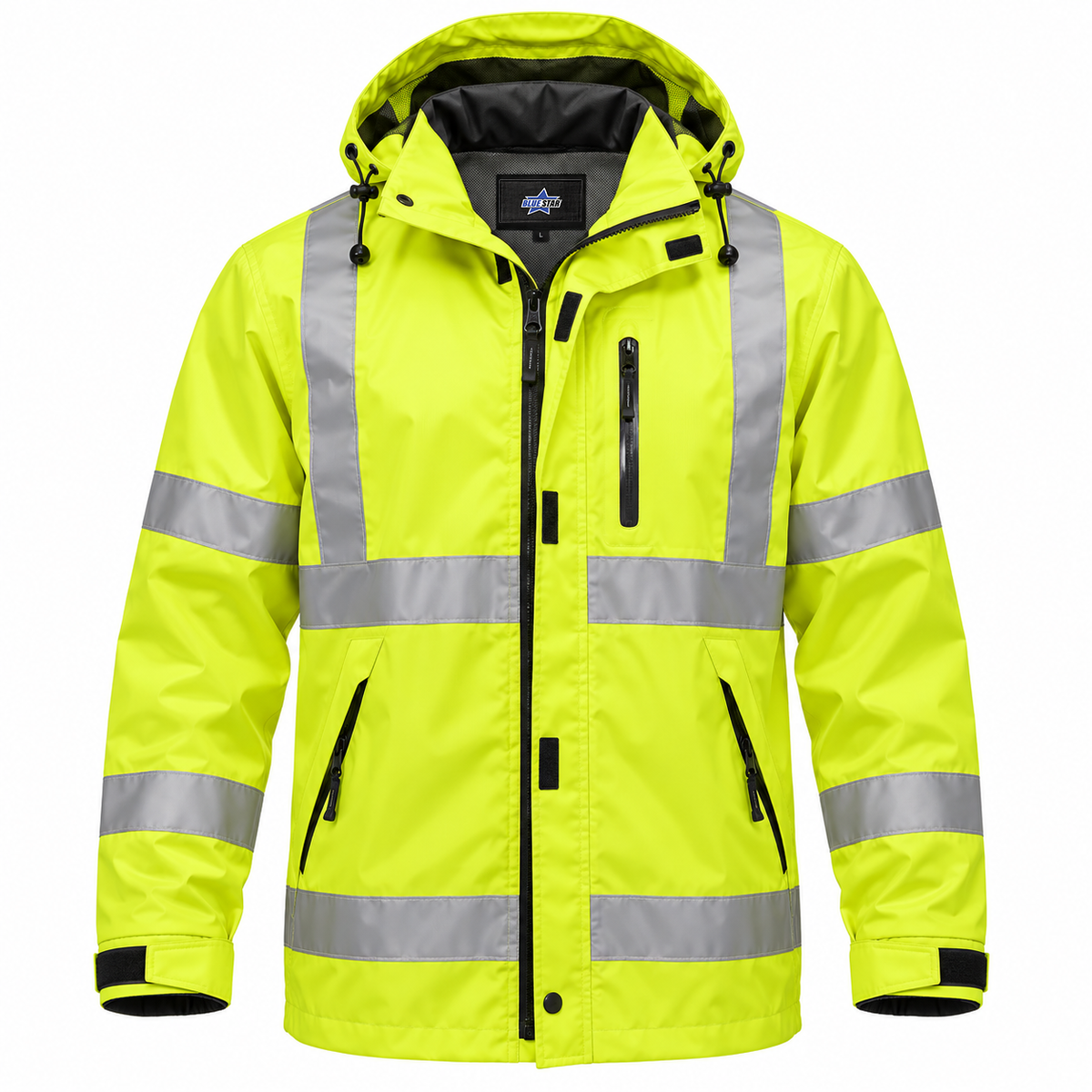 Custom Manufactured Heavy Weatherproof Stormproof Safety Outerwear - Charcoal & Yellow