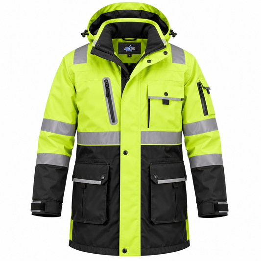 Custom Manufactured Heavy Weatherproof Stormproof Safety Outerwear - Olive & Green