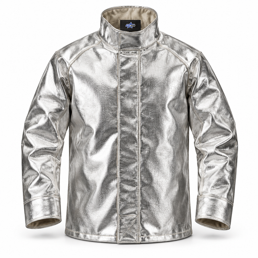 Custom Manufactured Split Cowhide Heat-Resistant Welder Jacket - Charcoal & Light Grey