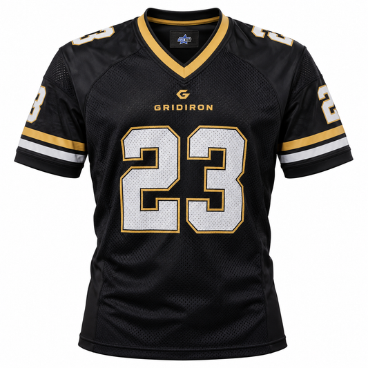 Custom Manufactured Pro Mesh Basketball Uniform - Black & Tan