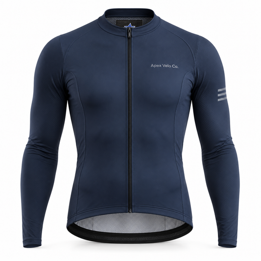Custom Manufactured Aerodynamic Performance Cycling Jersey - Light Grey & Navy