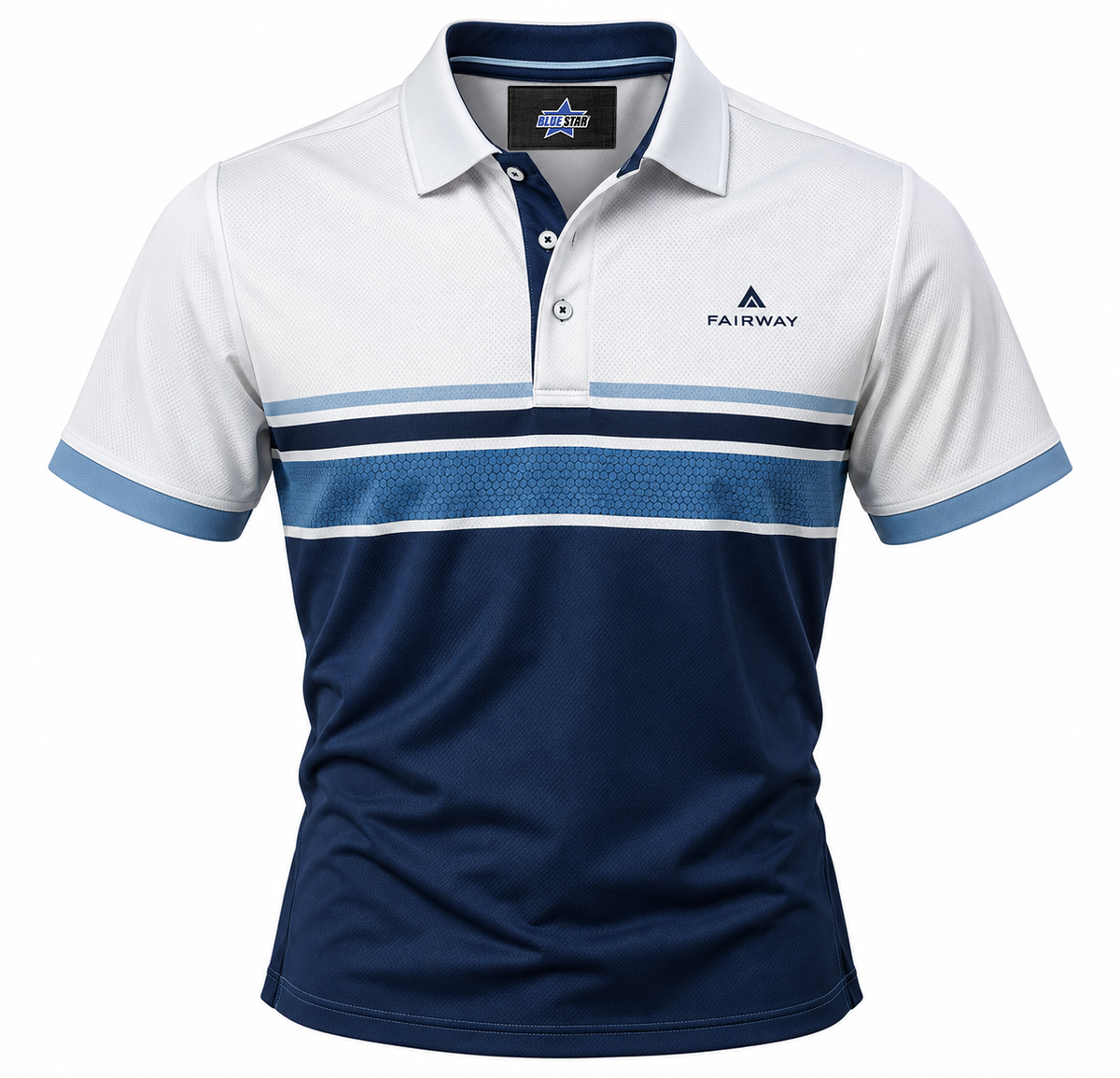 Custom Manufactured Equestrian & Sports Polo Shirt - Navy & White