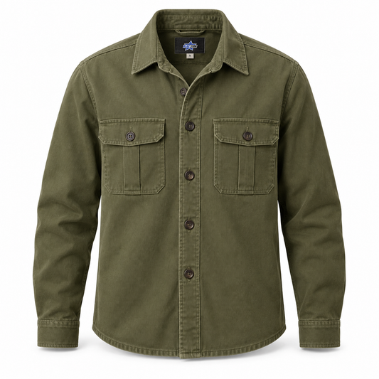 Custom Manufactured Heavyweight Indigo Textile Denim Shirt - Gold