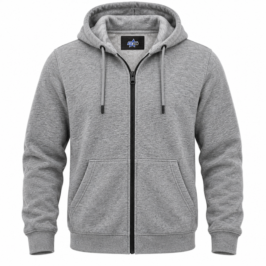 Custom Manufactured Heavyweight Brushed Fleece Crewneck Top - Charcoal & Light Grey