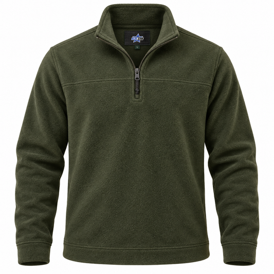 Custom Manufactured Heavyweight Brushed Fleece Crewneck Top - Gold & Khaki