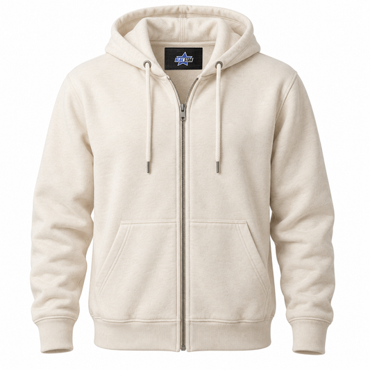 Custom Manufactured 100% Pure Organic Cotton Natural Garment - Tan & White