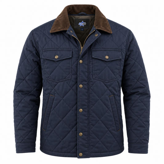Custom Manufactured Diamond Quilted Thermal Insulated Jacket - Navy