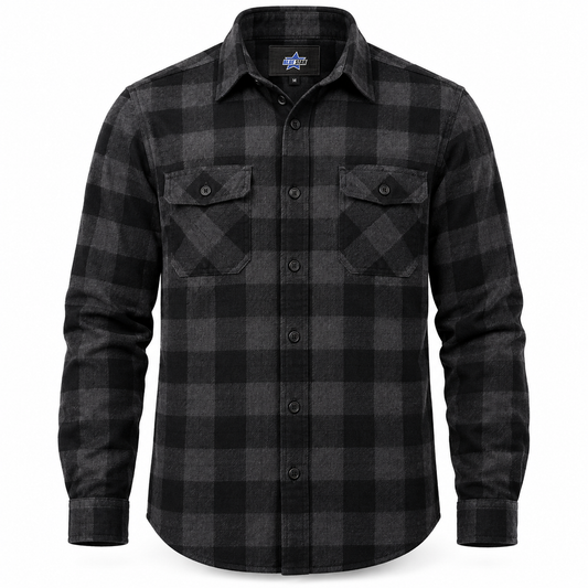 Custom Manufactured Yarn-Dyed Fine Woven Button-Down Shirt - Charcoal & Black