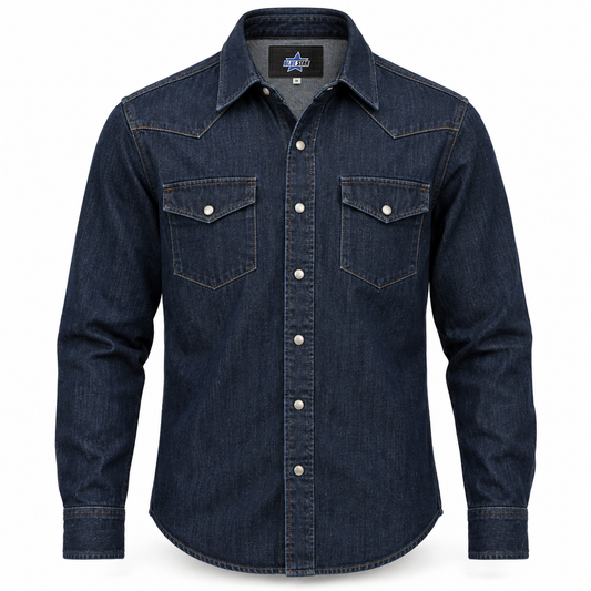 Custom Manufactured Yarn-Dyed Fine Woven Button-Down Shirt - Navy & Light Grey