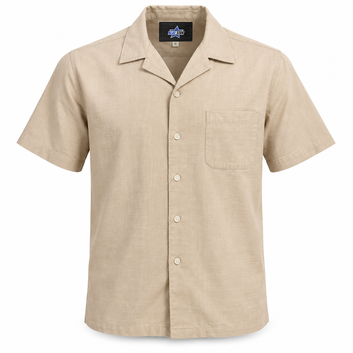 Custom Manufactured Yarn-Dyed Fine Woven Button-Down Shirt - Tan