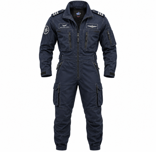Custom Manufactured Skyfalcon Tactical Aviator Pilot Flight Suit - Light Grey & Navy