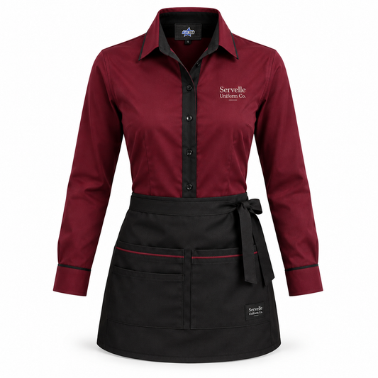 Custom Manufactured Executive Chef Catering & Kitchen Jacket - Crimson & Black