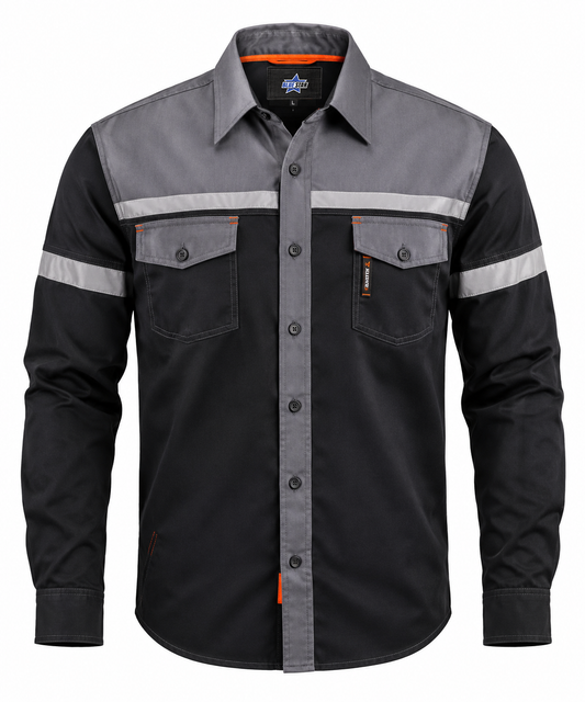Custom Manufactured Heavy Construction Site Work Uniform & Overalls - Charcoal & Black