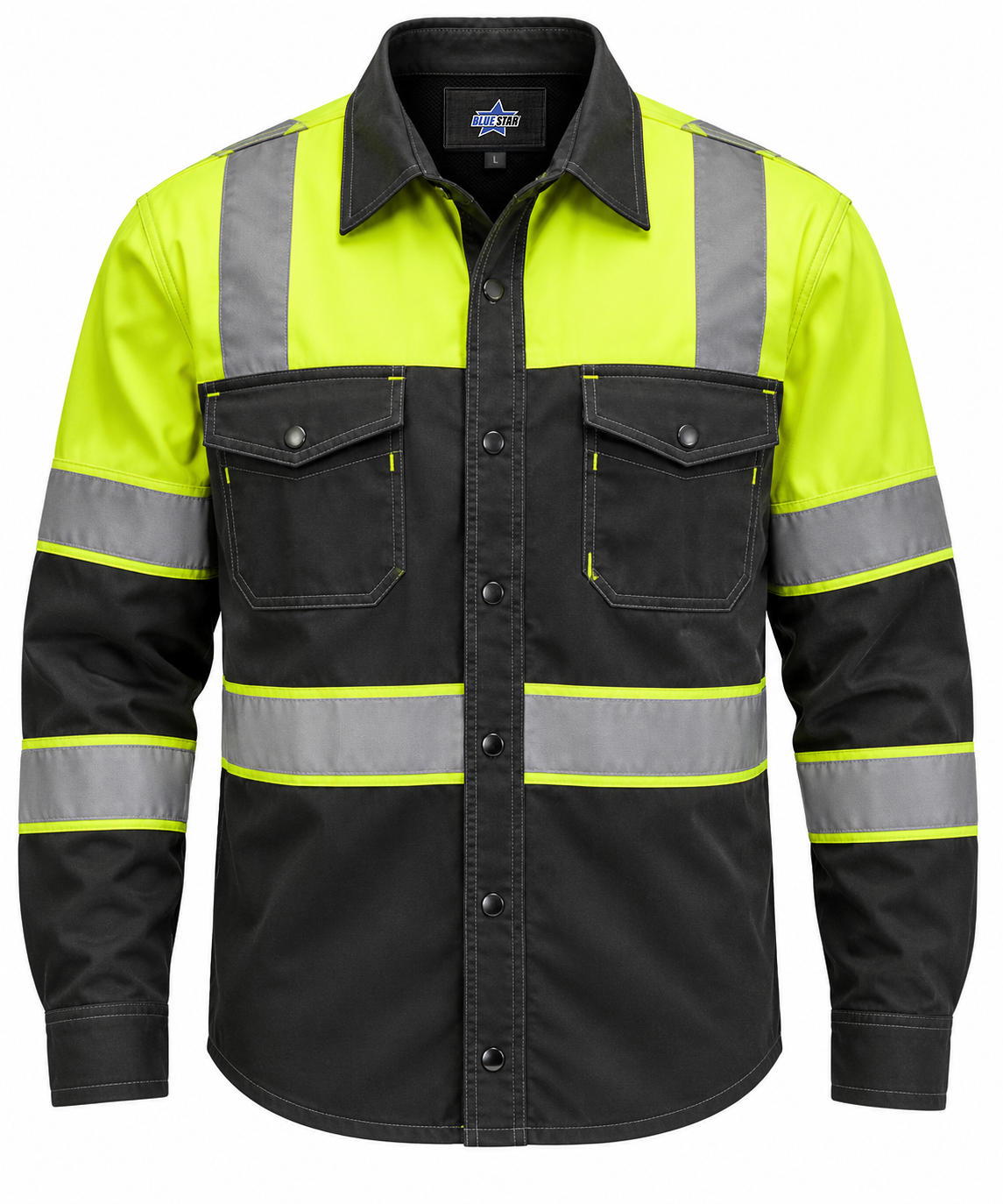 Custom Manufactured Heavy Construction Site Work Uniform & Overalls - Grey & Yellow