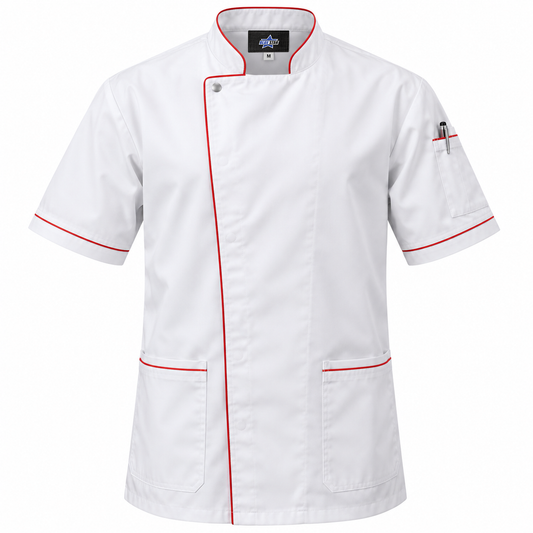 Custom Manufactured Food Industry Sanitary Processing Overcoat - Crimson & White