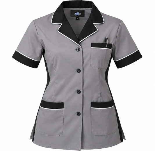 Custom Manufactured Hotel Housekeeping Service Tunics & Uniform - Grey & Charcoal