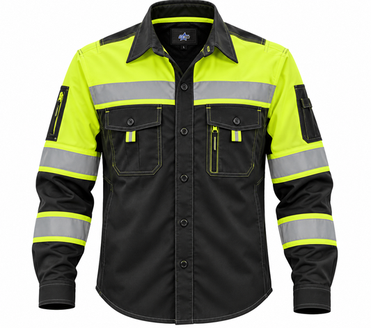 Custom Manufactured Transport Courier & Warehouse Dispatch Uniform - Grey & Yellow