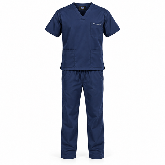 Custom Manufactured Healthcare Clinical Scrub Top & Medical Attire - Royal Blue & Navy