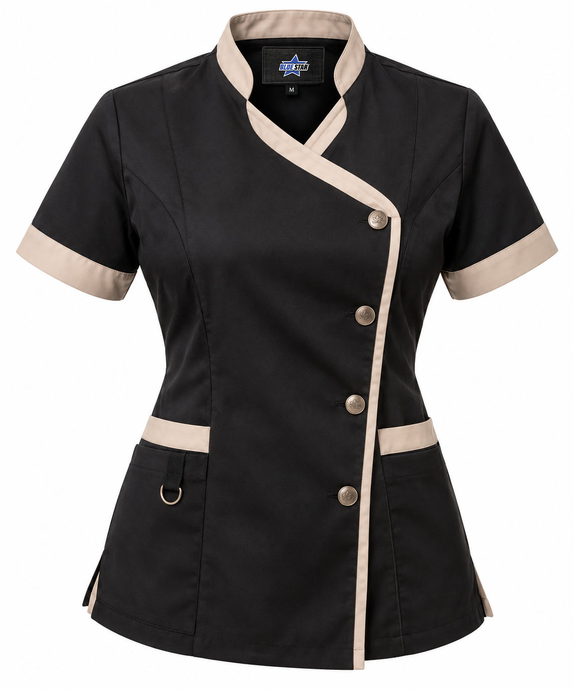 Custom Manufactured Aesthetician Spa & Beauty Wrap Tunics - Tan & Black