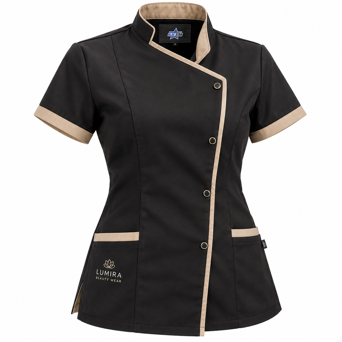 Custom Manufactured Aesthetician Spa & Beauty Wrap Tunics - Tan & Grey
