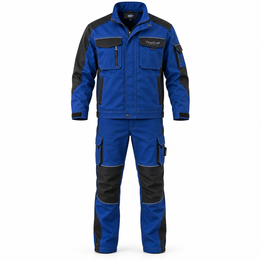 Custom Manufactured Heavy Industrial Workshop Utility Coverall - Royal Blue & Navy