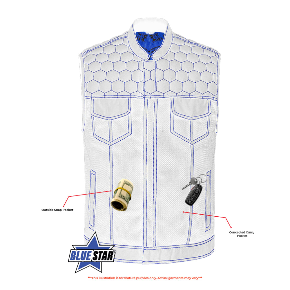 BSM4604 Blue Soul Men’s Black Mesh Textile Vest with Blue Paisley Liner