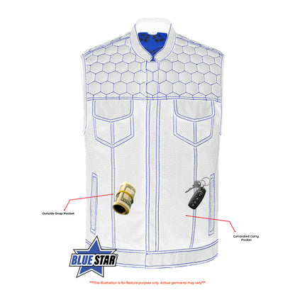 BSM4604 Blue Soul Men’s Black Mesh Textile Vest with Blue Paisley Liner