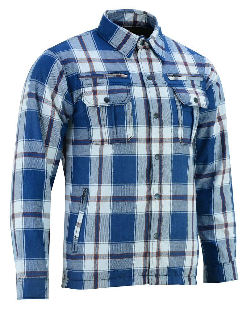 BSM1153 Armored Flannel Shirt - Blue, White & Maroon