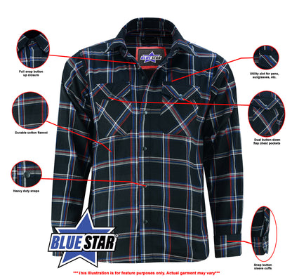 BSM1156 Flannel Shirt - Black, Red and Blue