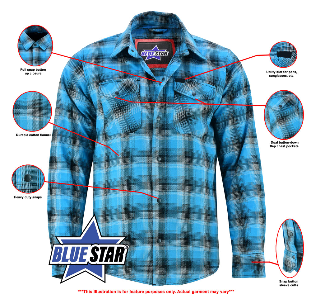 BSM1159 Flannel Shirt - Blue and Black Shaded