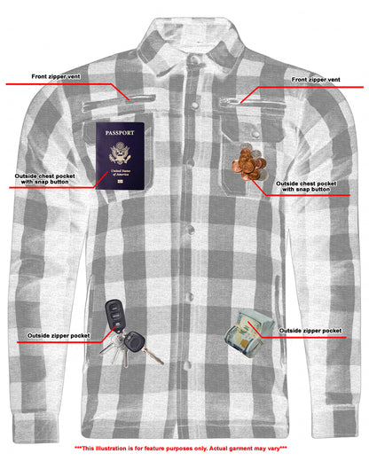 BSM1152 Armored Flannel Shirt - Black, White & Red